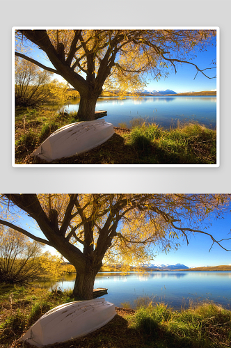 美丽湖光山色风景摄影图