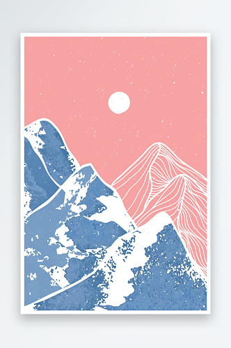 卡通手绘山水风景插画