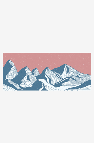 大气卡通手绘山水风景插画
