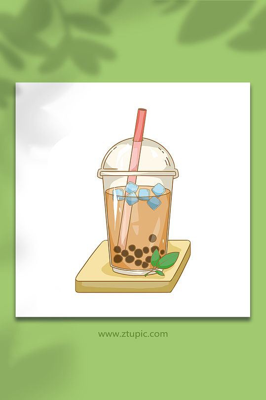 夏日冰饮饮料珍珠奶茶美食插画
