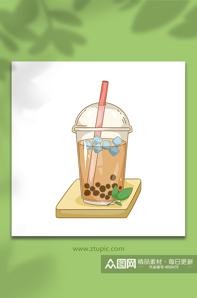 夏日冰饮饮料珍珠奶茶美食插画素材