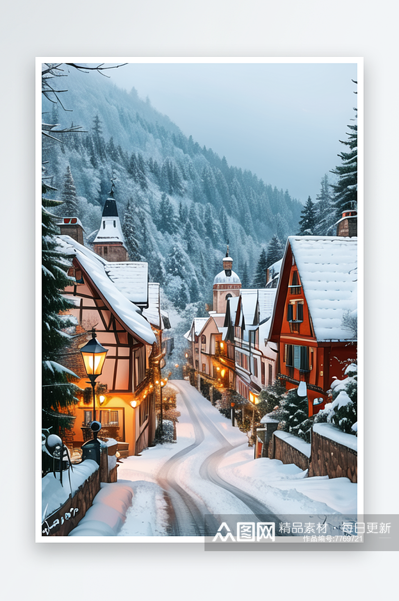 欧洲冬天冬季变得尤为迷人最美的小镇素材
