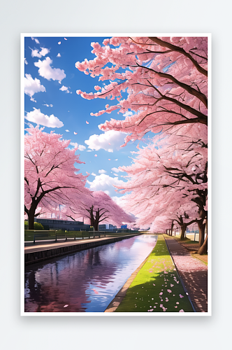 美丽的樱花树和蓝天白云8