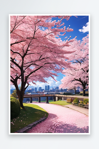 美丽的樱花树和蓝天白云9