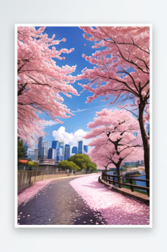 粉嫩樱花簇拥的浪漫大道1