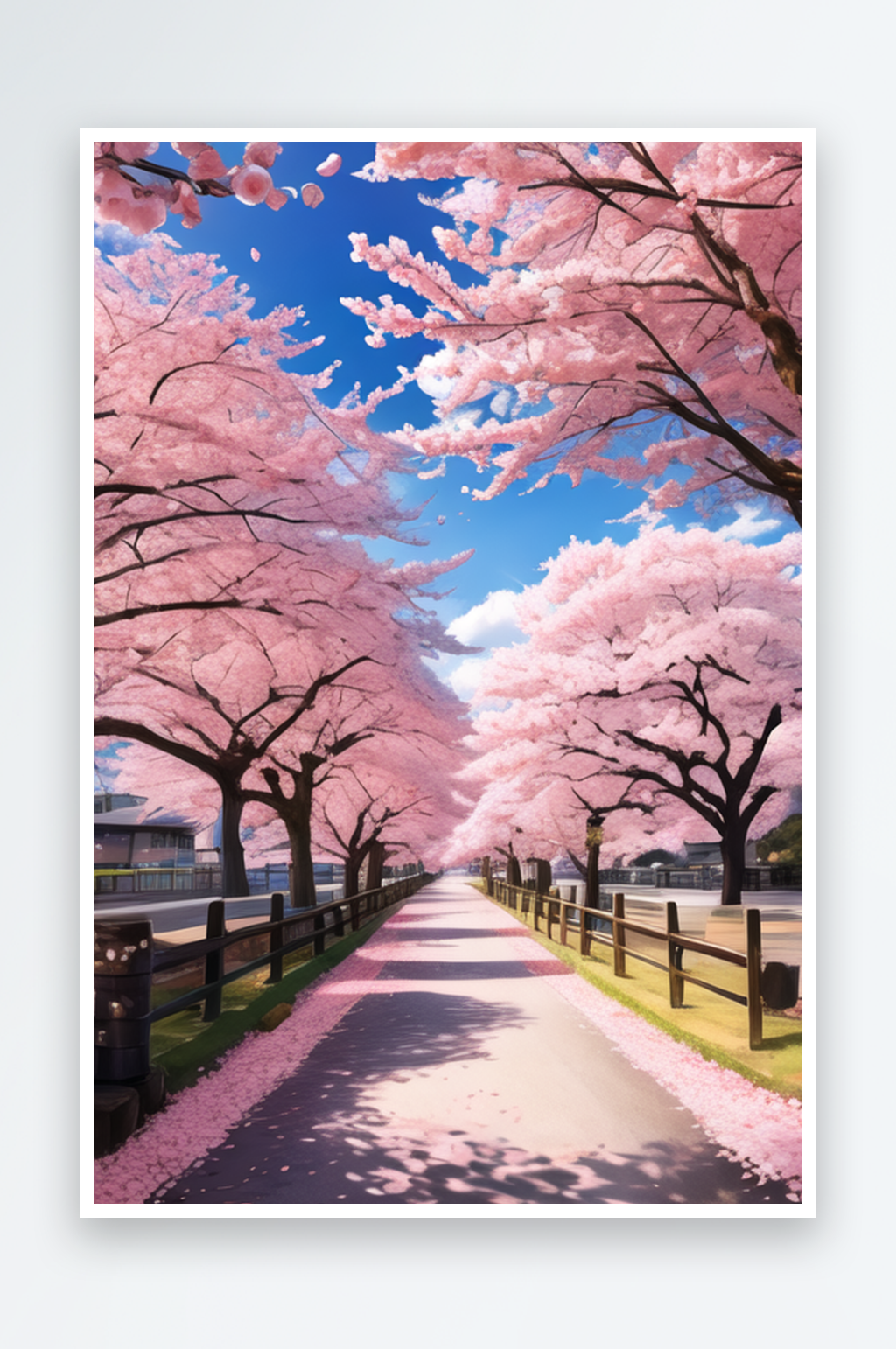如梦似幻的美丽樱花道3素材