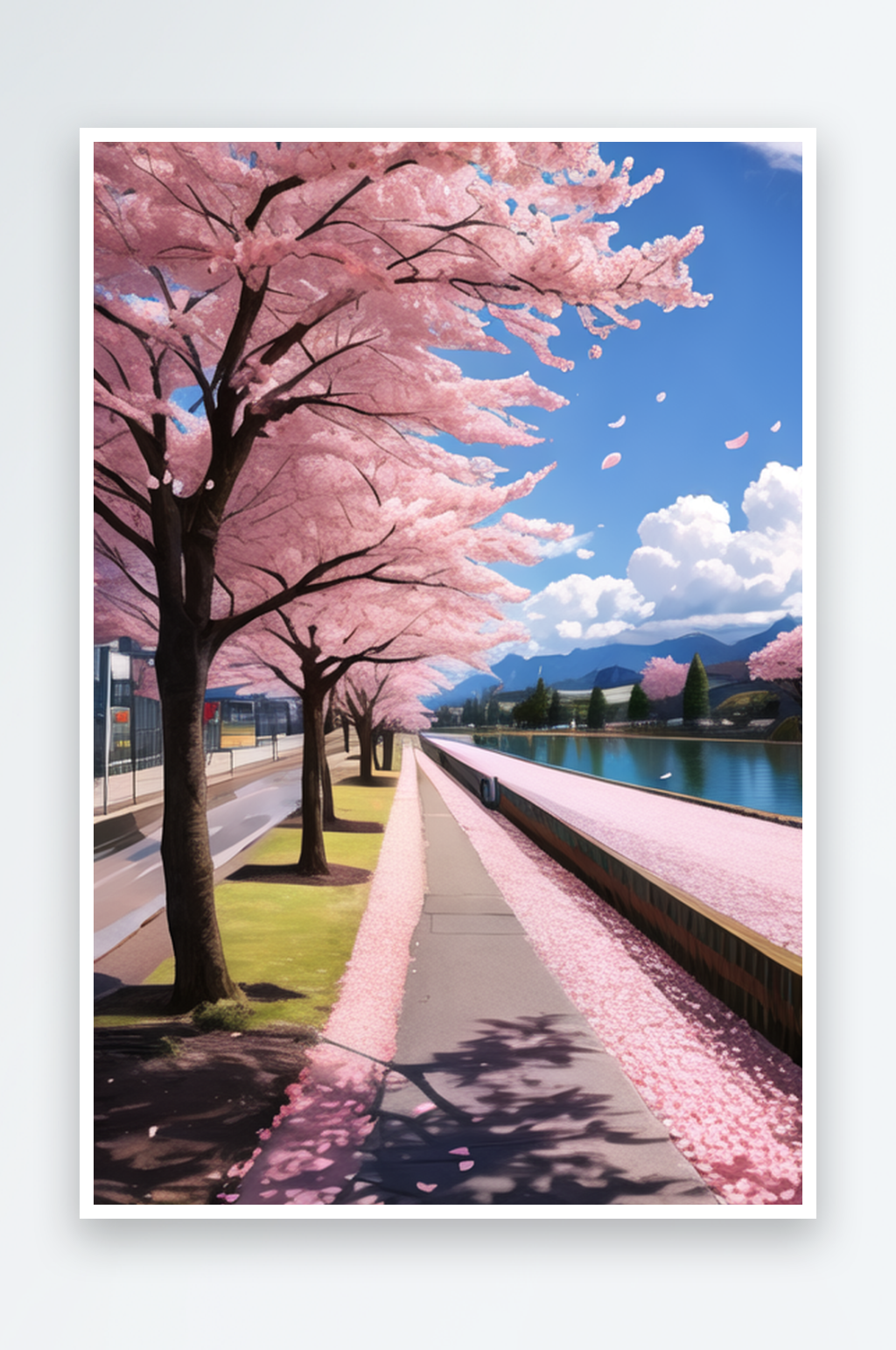 如梦似幻的美丽樱花道3素材