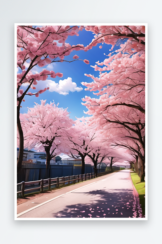 花海盛开的粉色樱花之路2
