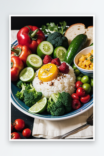 AI数字创意画作健康能量蔬菜摄影图片