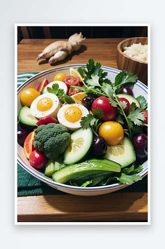AI数字创意画作健康能量蔬菜摄影图片