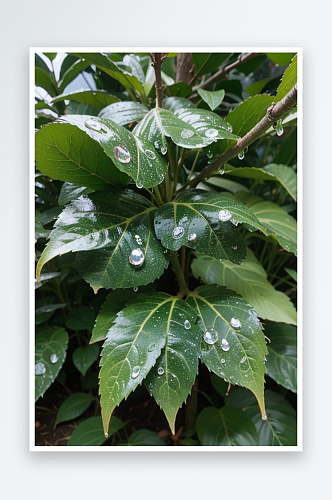 AI数字创意画作绿叶果实植物摄影图片