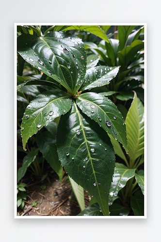 AI数字创意画作绿叶果实植物摄影图片