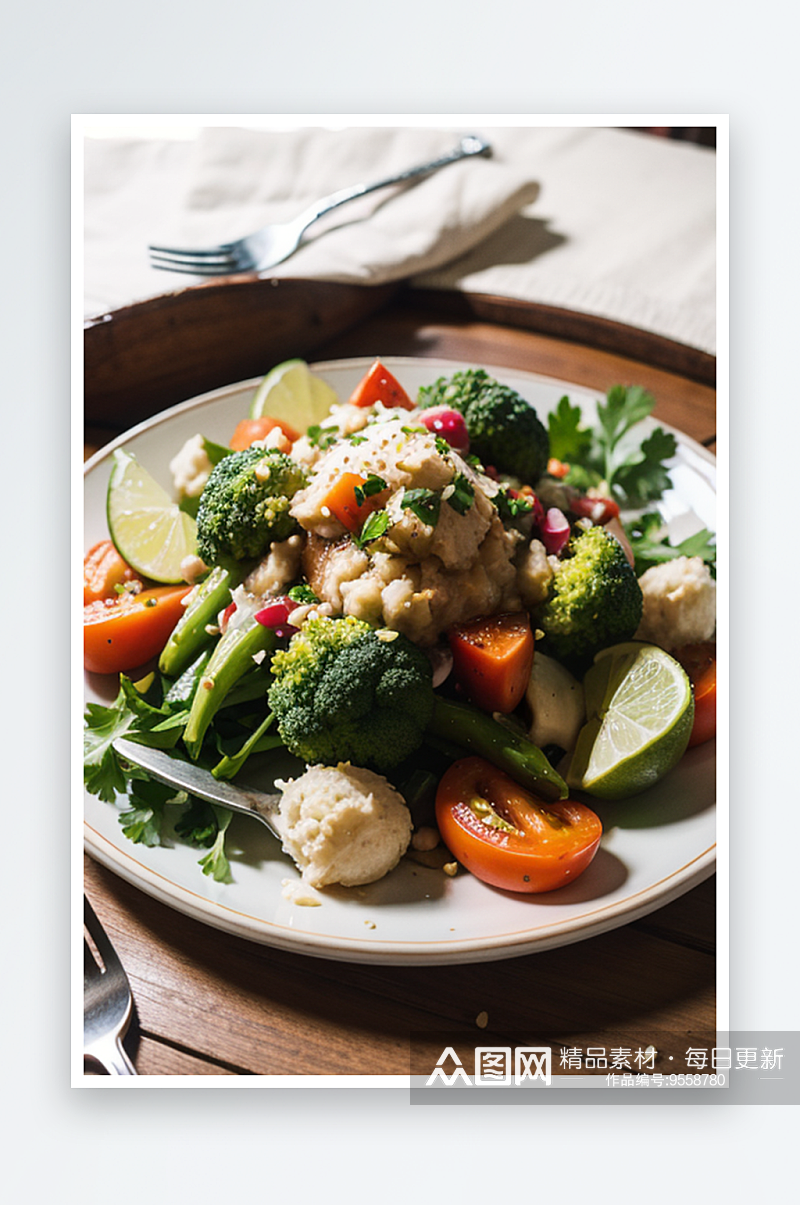 AI数字创意画作美味健康好食材摄影图片素材