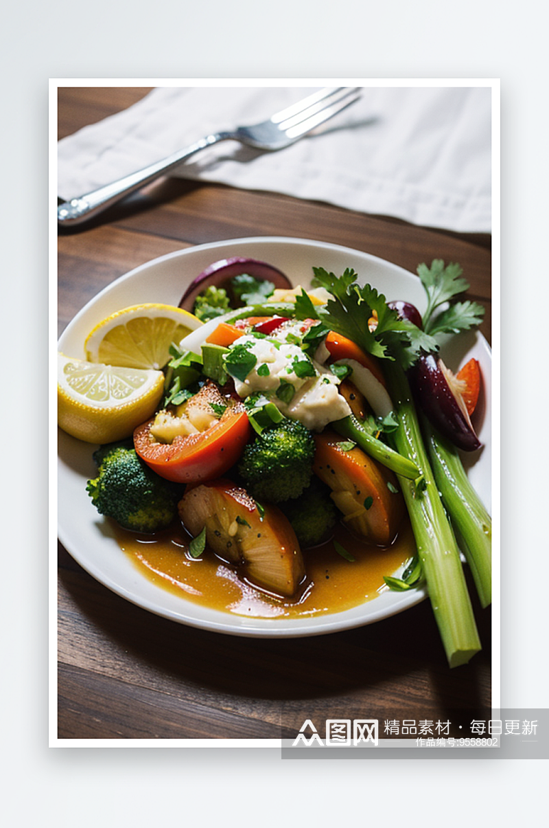 AI数字创意画作美味健康好食材摄影图片素材