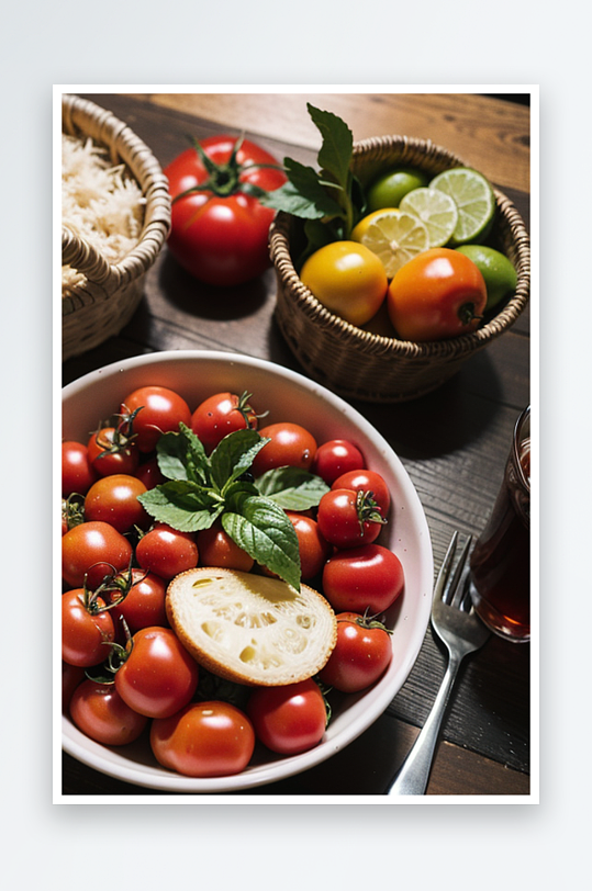 AI数字创意画作美味健康天然食源摄影图片