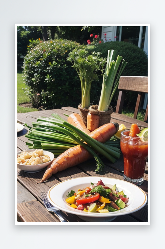 AI数字创意画作健康生活优选食材摄影图片