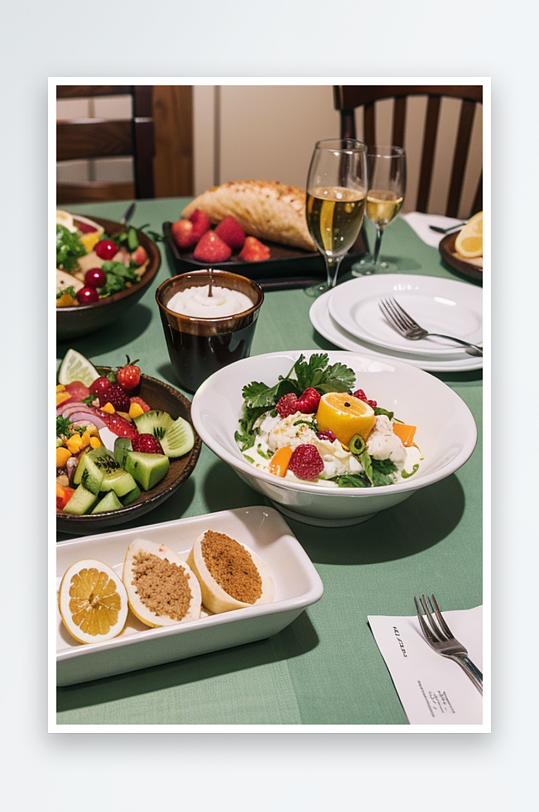 AI数字艺术减肥美食餐摄影图片