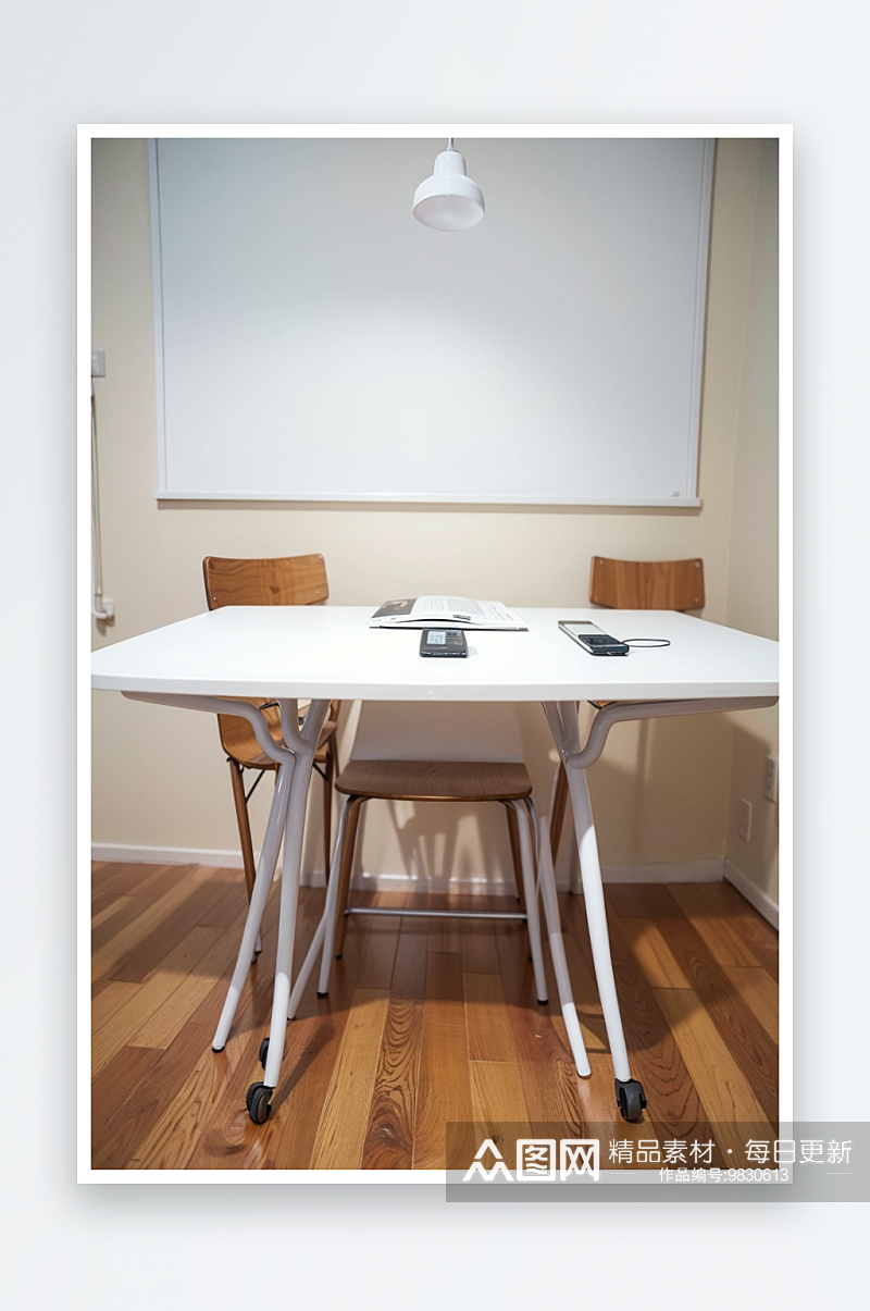 AI数字艺术白色餐桌极简设计风摄影图素材