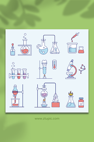 医疗化学实验室生物科技物品元素插画