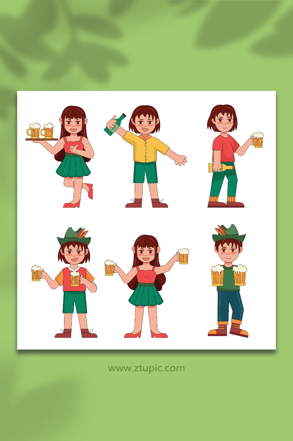 矢量啤酒节干杯庆祝人物元素插画素材
