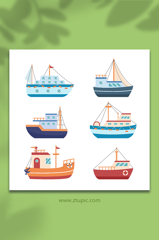 航海交通工具帆船插画元素