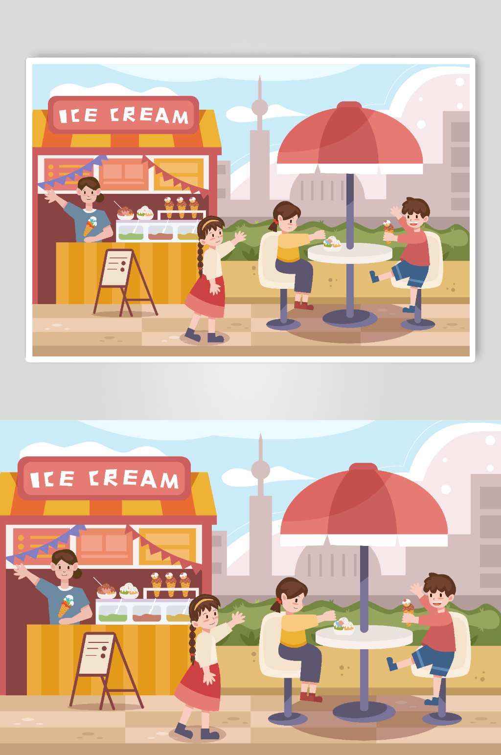 立夏节气夏季卡通人物插画元素素材