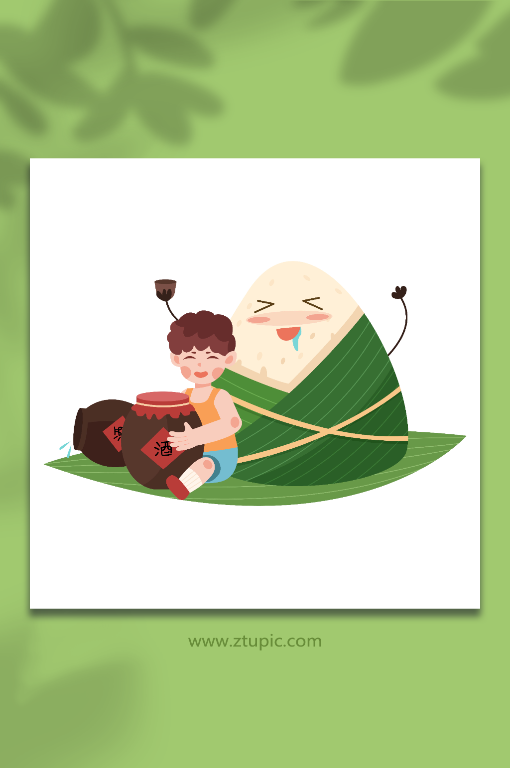 端午节卡通创意场景插画素材