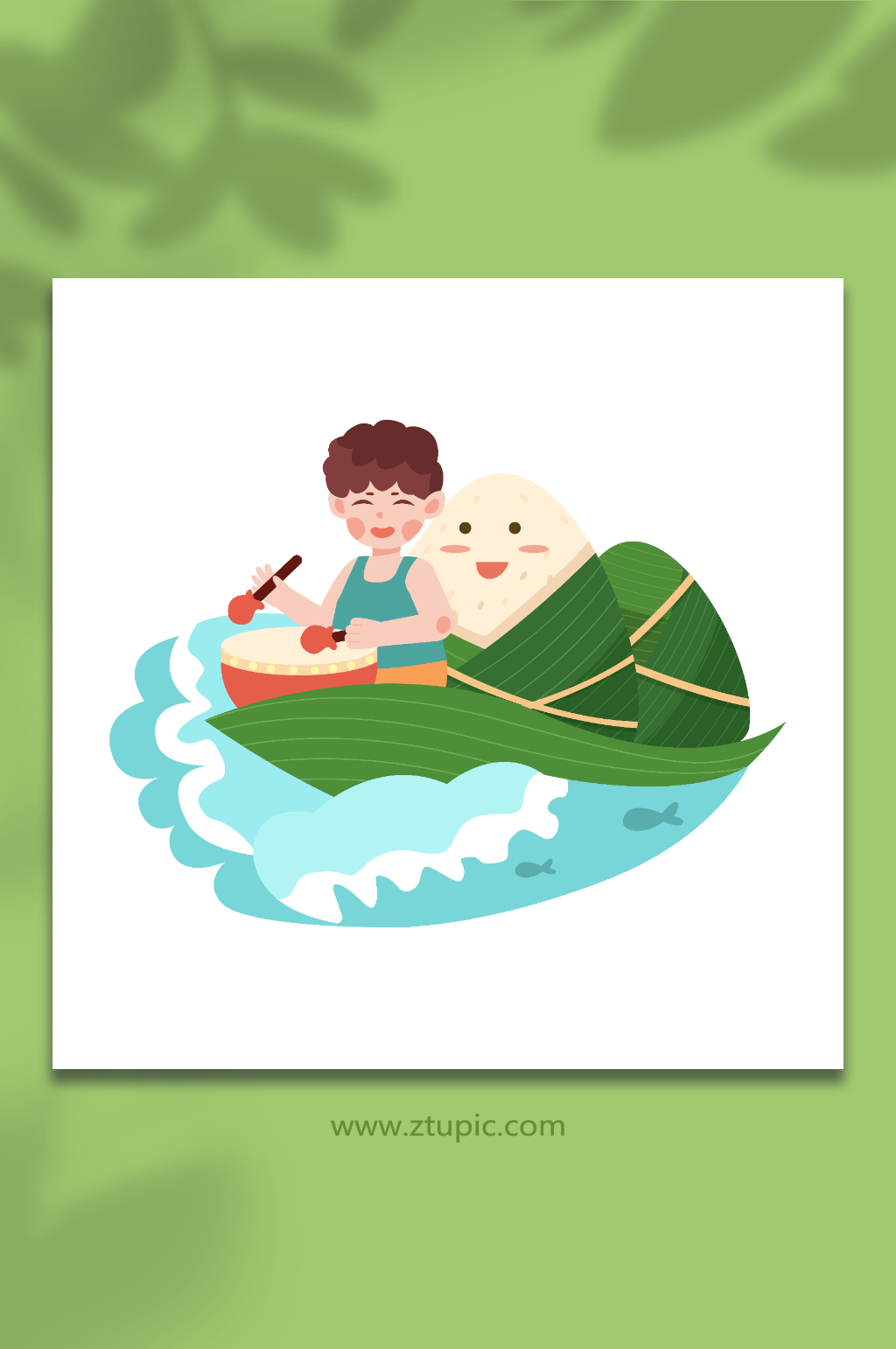 端午節(jié)劃龍舟人物插畫素材