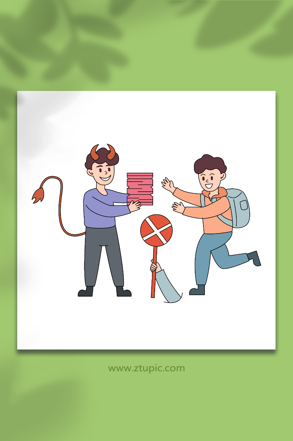 卡通矢量警惕校园贷款宣传人物插画素材