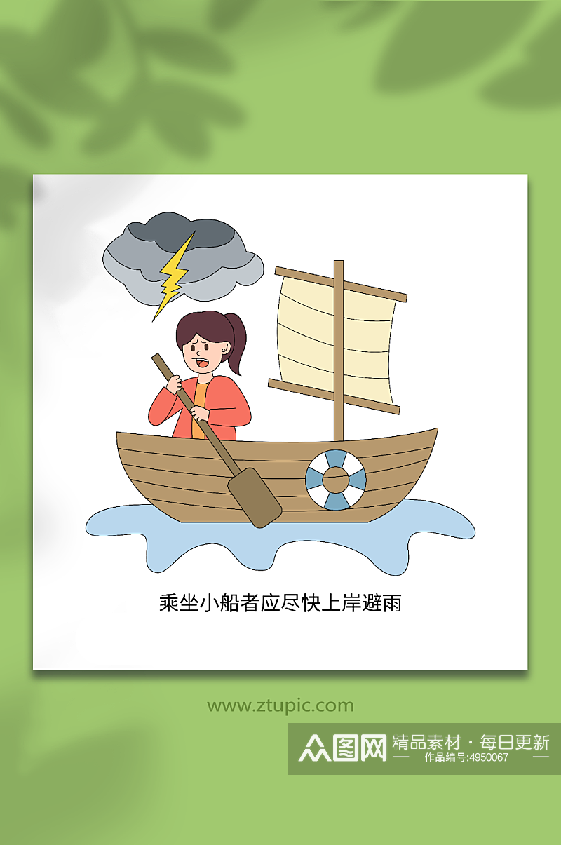 卡通矢量夏季安全避雷防雷人物插画素材