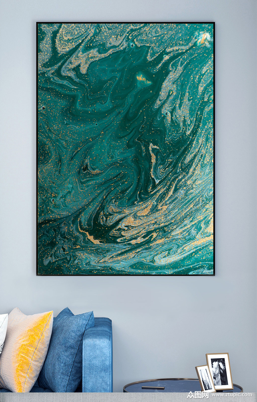 水波大理石绿色装饰画