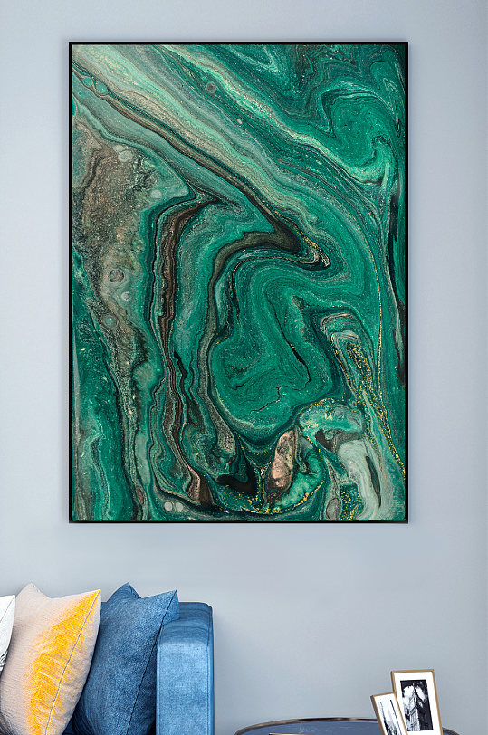 绿色水波纹理装饰画