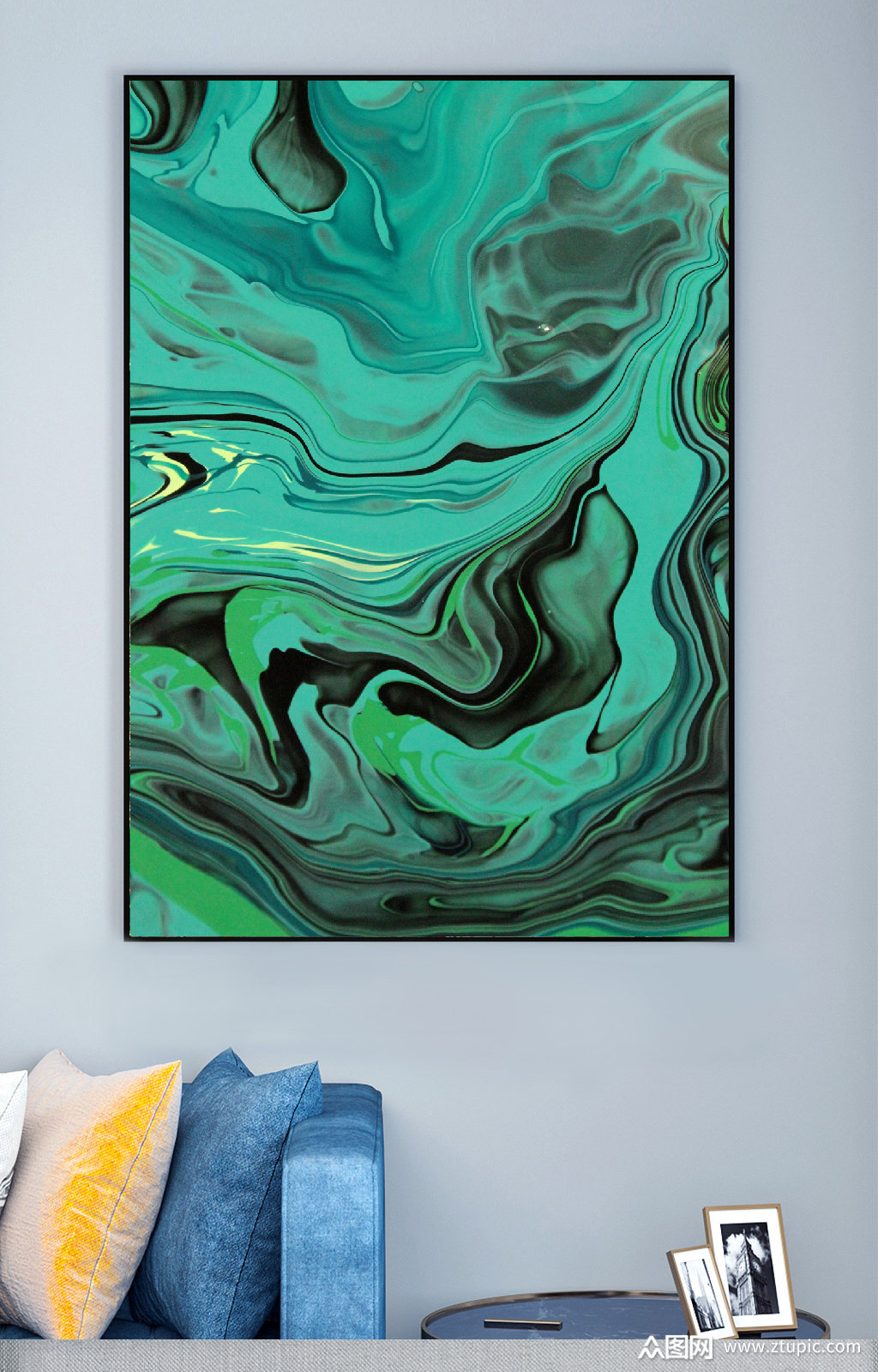 绿色水波高级装饰画
