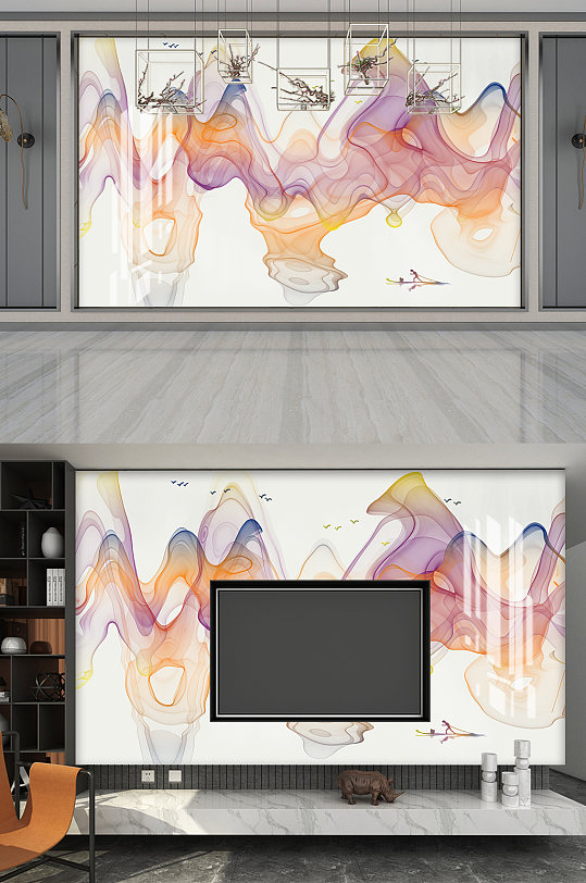 高端大气复古山水装饰画