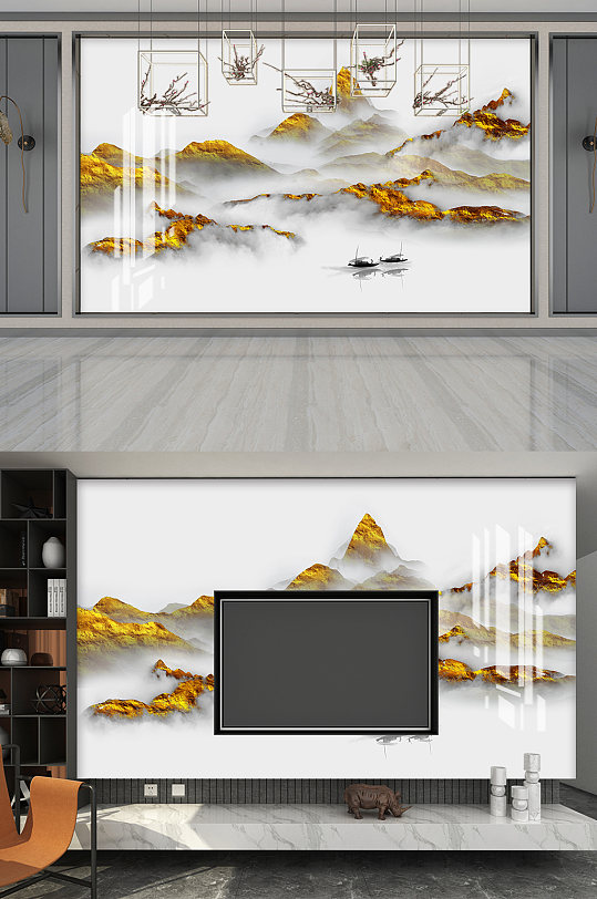高端大气复古山水装饰画