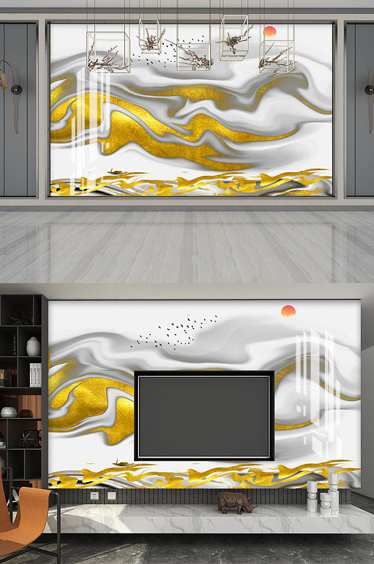高端大气复古山水装饰画