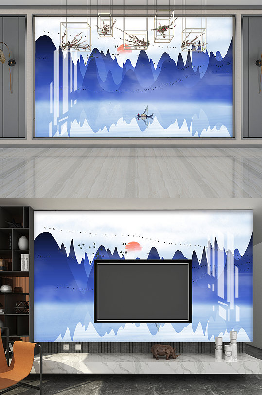 高端大气复古山水装饰画