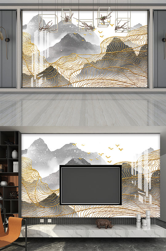 高端大气复古山水装饰画