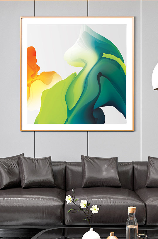 现代装饰画黄绿图片-现代装饰画黄绿素材下载-众图网