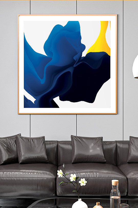 彩色背景装饰画深蓝色水墨