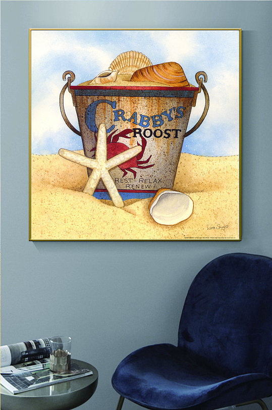 方形螃蟹水桶装饰画
