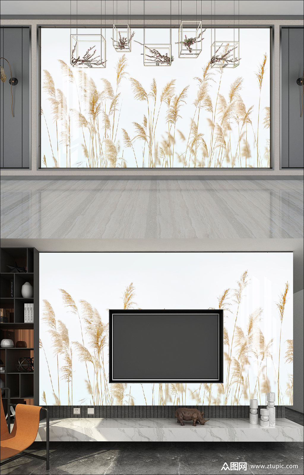 随风飘扬的芦苇电视墙