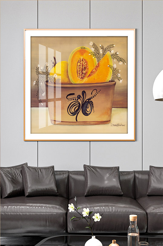 水彩装饰画哈密瓜油画