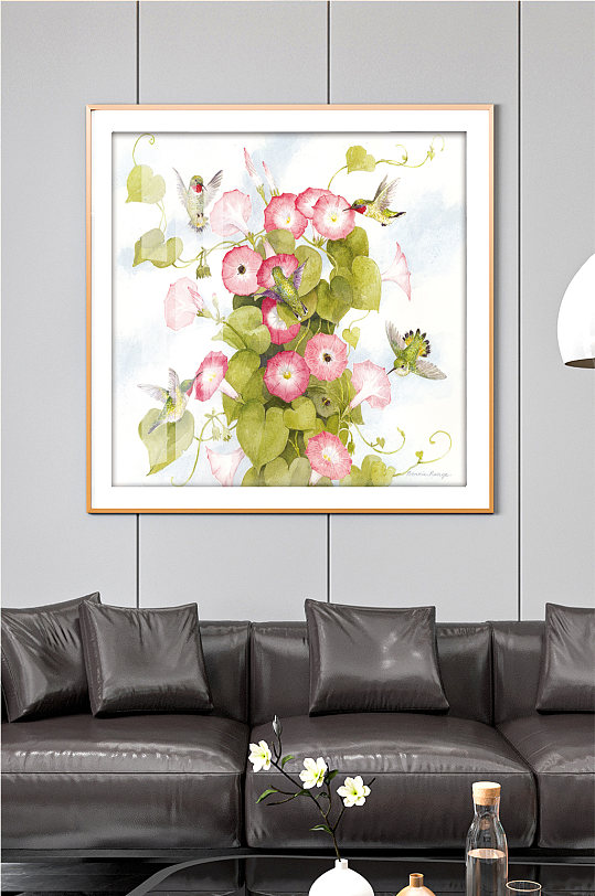 水彩装饰画喇叭花盛开