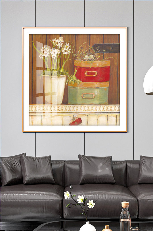 水彩装饰画方形收纳盒油画