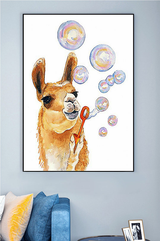 竖条简欧可爱动物装饰画