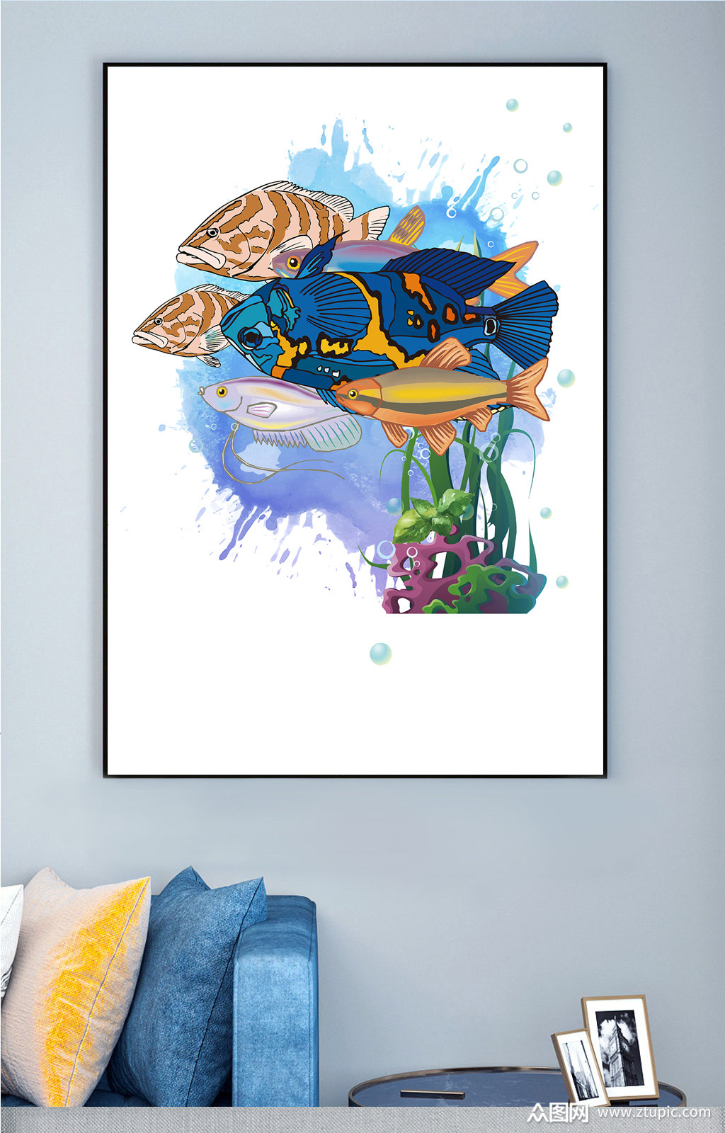 简欧海底鱼装饰画