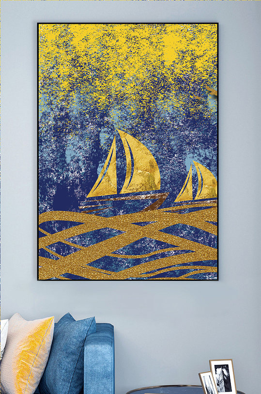 简欧金色帆船装饰画
