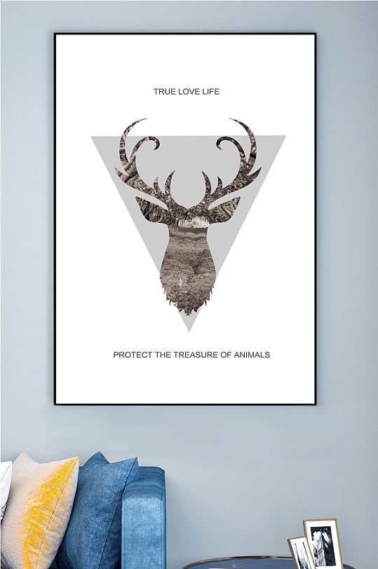 麋鹿简约插画装饰画