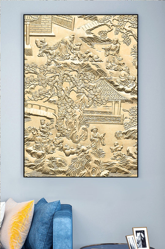 中式金色浮雕装饰画